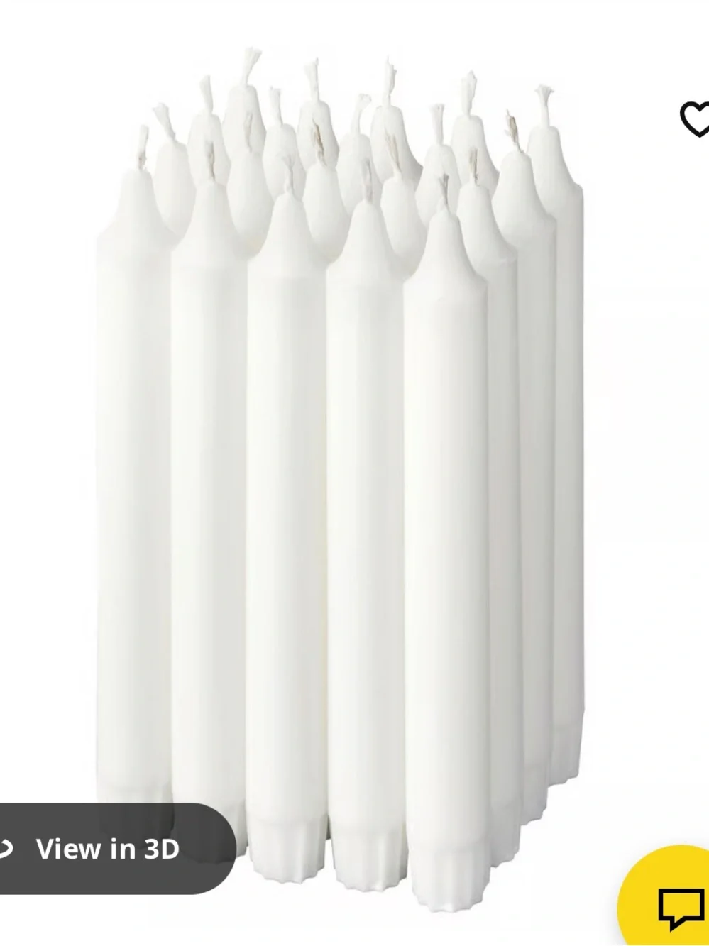 IKEA White Party Taper Candles - Pack of 20 Candles Classic White Tapers